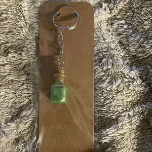 Green Glass Bottle Keychain